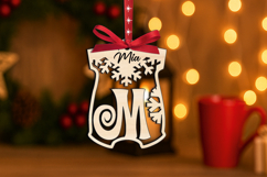 Baby Onesie Letter M SVG Christmas Ornament Laser Alphabet Product Image 3