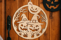 Pumpkins Halloween Door Hanger SVG Welcome Sign Laser Home Product Image 3