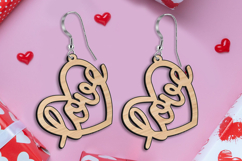 SVG Love Heart Text Valentine Earrings Laser Romantic Gift Product Image 3
