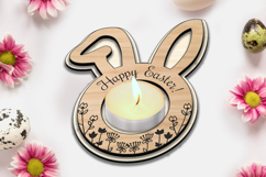 Easter Tea Candle Holder Present SVG Laser Bunny Ears Rabbit Product Image 3