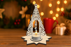 Faith Christmas Tree Candle Holder SVG Laser House Decor Product Image 3