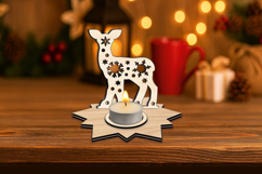 SVG Fawn Snowflake Pattern Candle Holder Christmas Present Product Image 3