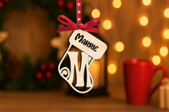 Letter M Sock Laser SVG Christmas Ornament Monogram Alphabet Product Image 3