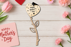 SVG Heart Flower Mother's Day Gift Card Money Holder Laser Product Image 3