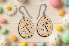 Polka Dots Egg Bunny Easter Earrings Laser SVG Holiday Gift Product Image 3