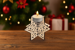 Winter Pattern SVG Christmas Candle Holder Laser Star Gift Product Image 3