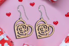 Rose Heart Romantic Earring SVG Valentine Laser Gift Love Product Image 3