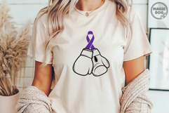 Purple Ribbon Boxing Gloves Cancer Awareness Support SVG Product Image 3