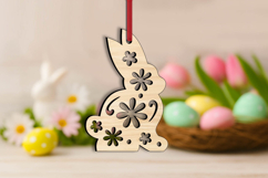 Rabbit Bunny Flowers Easter SVG Laser Ornament Present Gift Product Image 3