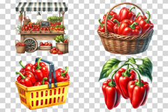 Red Bell Pepper | Watercolor Vegetable Paprika Chili PNG Product Image 3