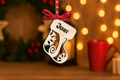 Sock Laser SVG Letter J Christmas Ornament Monogram Alphabet Product Image 3