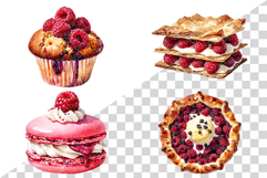 Raspberry Dessert | Watercolor cheesecake pound cake macaron Product Image 3