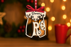 Letter R Laser Newbron Onesie Baby Christmas SVG Ornament Product Image 3