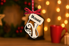 Christmas Sock Laser Letter Y Ornament SVG Alphabet Monogram Product Image 1