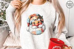 Watercolor Santa Claus|Vintage Patchwork Christmas Clipart Product Image 3