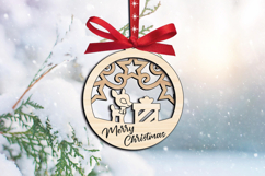 Winter Holiday Deer SVG Merry Christmas Laser Gift Ornament Product Image 3