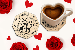 Be My Valentine Octagon Coaster SVG Laser Love Romantic Gift Product Image 3