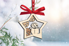 Star Snowman Gift Snowflake SVG Merry Christmas Ornament Product Image 3