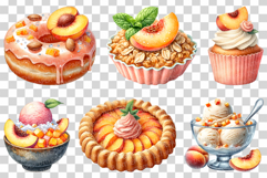 Peach Dessert | Watercolor Fruit Summer Sweet Bakery PNG Product Image 3