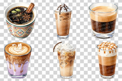 Watercolor Coffee | Latte Espresso Cappuccino Mocha Iced PNG Product Image 3