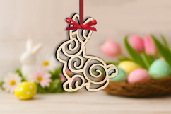 Holiday Bunny Easter Ornament Laser Cut Present Animal Gift Product Image 3
