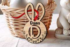 Easter Letter D Laser Basket Tag Ornament SVG Flowers Bunny Product Image 2