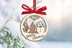 Snowman Deer SVG Merry Christmas Tree Ornament Laser Decor Product Image 3