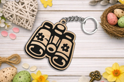 SVG Spring Binoculars Flowers Keychain Laser Gift Accessory Product Image 3