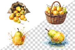 Yellow Pear | Watercolor fruit fresh harvest farm garden png Product Image 3