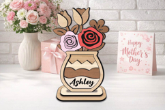 SVG Roses Vase Mother Day Kid Coloring Gift Laser Ornament Product Image 3