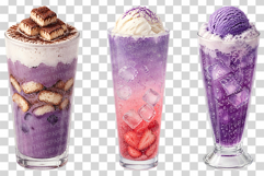 Ube Drink in Glass | Watercolor Clipart PNG Purple Iced Latte Product Image 3