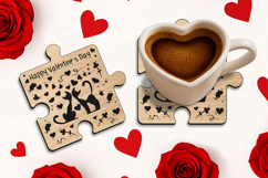 Happy Valentine's Day SVG Puzzle Coaster Laser Gift Kitty Product Image 3