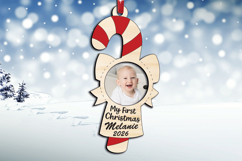 Candy Cane SVG Baby Photo My First Christmas Ornament Laser Product Image 3