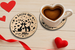 St Valentine Day Coaster Cats SVG Romantic Love Gift Present Product Image 3