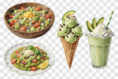 Avocado Dessert | Watercolor PNG Burger Pasta Salad Smoothie Product Image 3