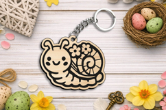 SVG Spring Snail Flowers Keychain Laser Gift Accessory Home Product Image 3