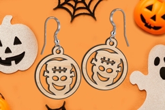 Halloween Earrings SVG Zombie Head Frankenstein Laser Gift Product Image 3
