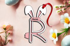 Laser cut SVG Letter R Easter Basket Tag Ornament Bunny Tail Product Image 3