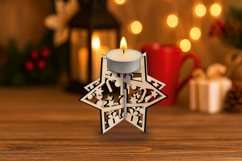 Christmas Star Candle Holder SVG Laser Holiday Present Gift Product Image 3