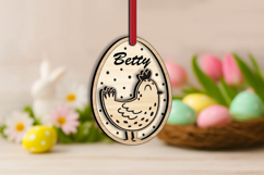 Easter Chicken Egg Basket Name Tag Ornament SVG Laser Gift Product Image 3