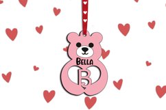 Valentine Day Letter B Love Bear Gift Laser Alphabet SVG Product Image 2