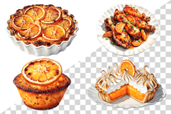 Orange Dessert | Watercolor citrus bakery sweets food png Product Image 3