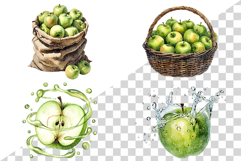 Green Apple | Watercolor fresh fruit juicy crisp farm PNG Product Image 3