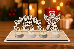 SVG Angel Christmas Decoration Holiday Candles Holder Laser Product Image 3