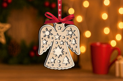 SVG Snowy Holiday Pattern Ornament Angel Christmas Laser Product Image 3