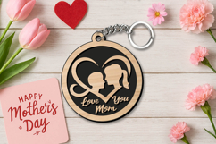 SVG Engraved Love Heart Mother's Day Keychain Laser Gift Product Image 3