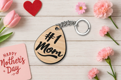 Droplet Mother's Day Keychain Gift SVG Laser Holiday Mom Mam Product Image 3