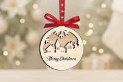 Laser SVG Holiday Winter Village Merry Christmas Ornament Product Image 3