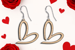 Laser SVG Simple Love Heart Earrings Gift St Valentine's Day Product Image 2