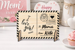 SVG I love you Mom Mother's Day Post Card Present Laser Gift Product Image 3